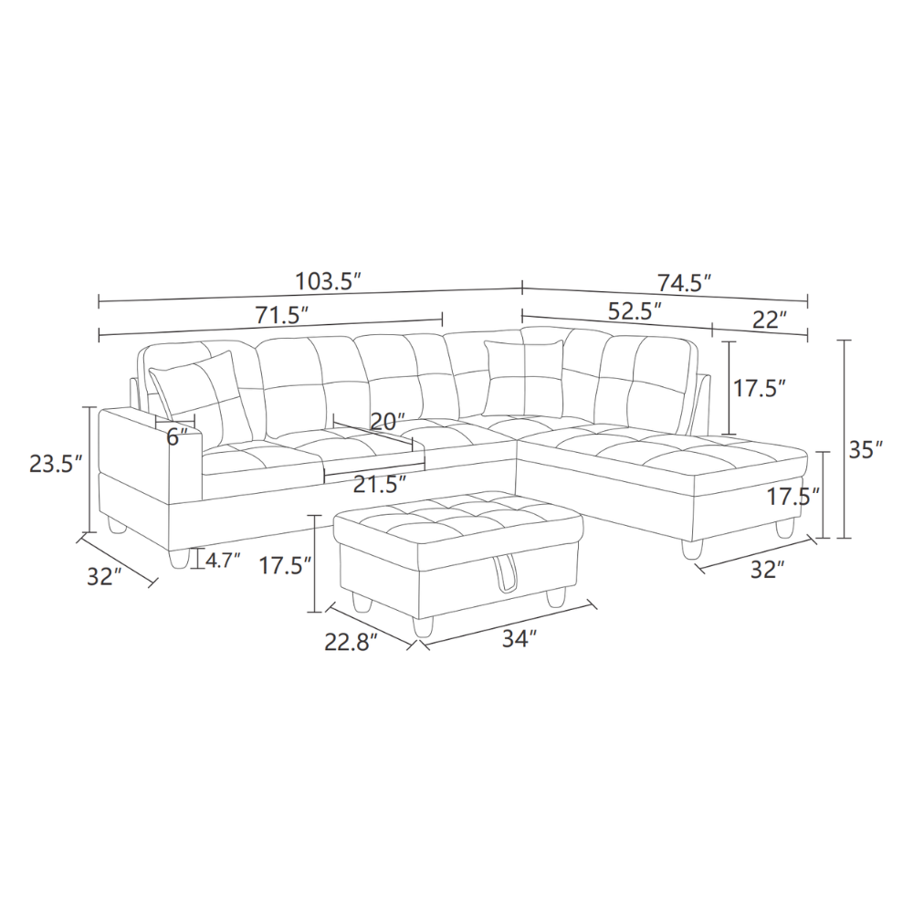 White And Black Semi PU Synthetic Leather 3-Piece Couch Living Room Sofa Set-B-16