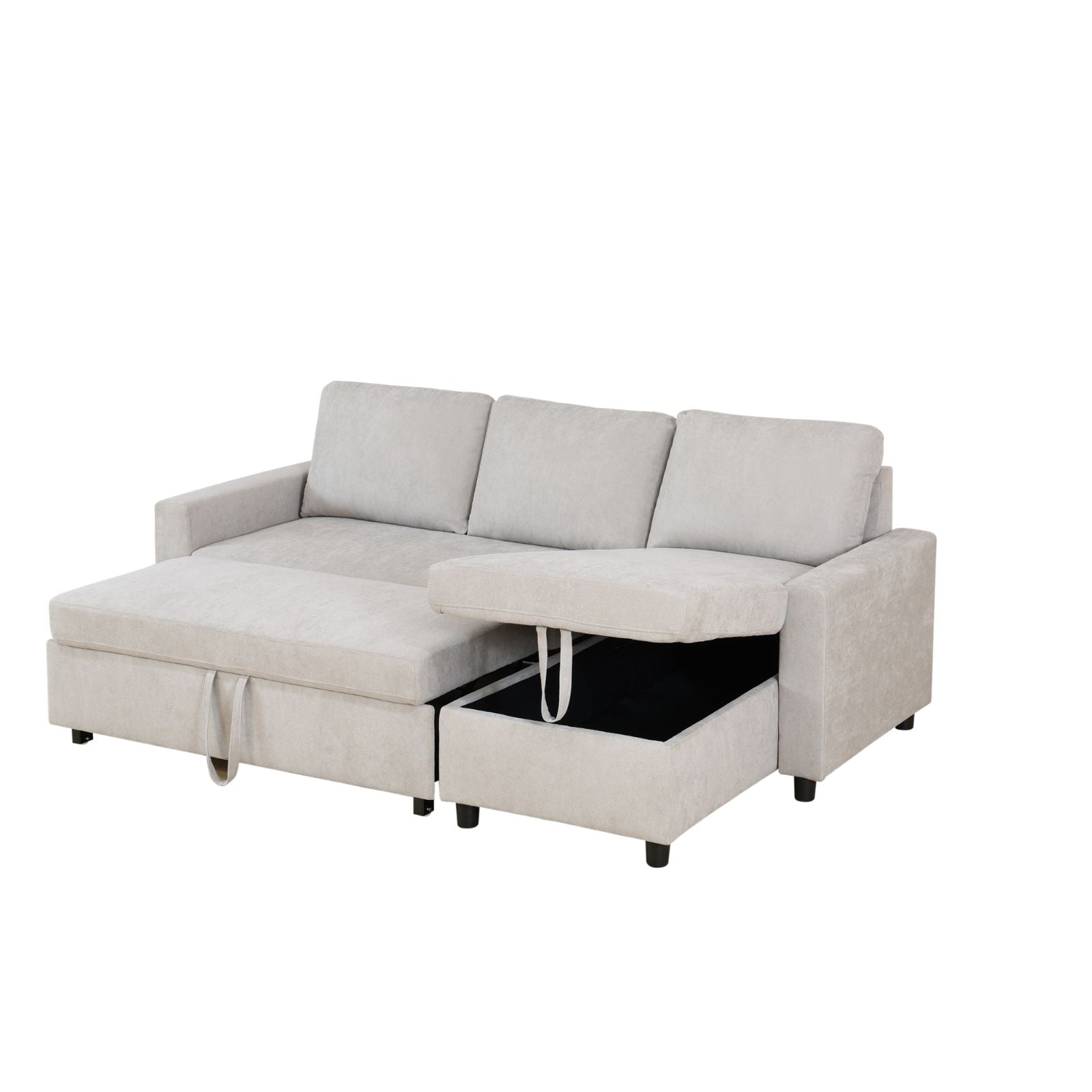 Fluffy Fabric 2-Piece Couch Living Room Sofa Bed