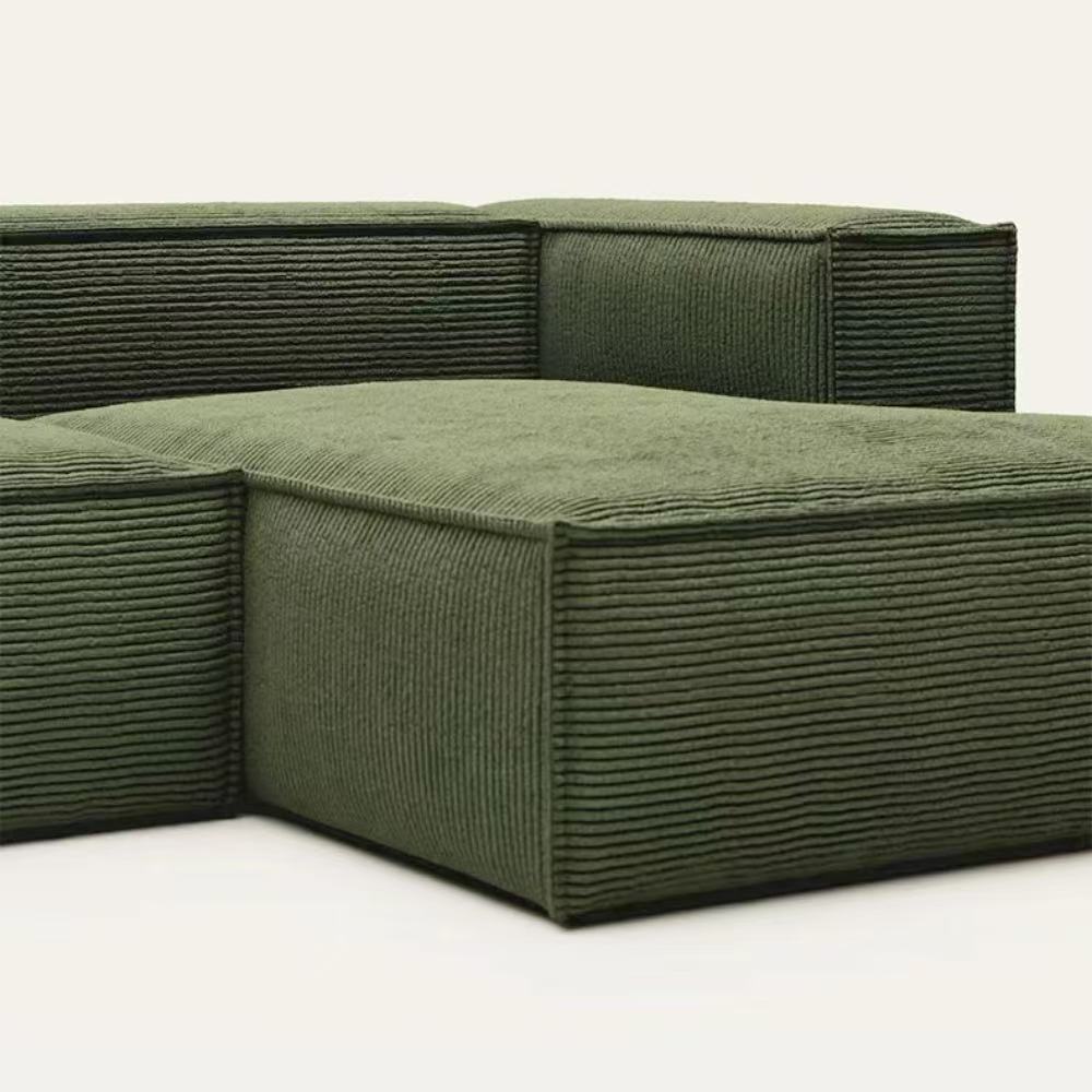 Corduroy modular sectional sofa in customizable U‑shape—soft durable corduroy upholstery, perfect seating solution for living rooms and studios.