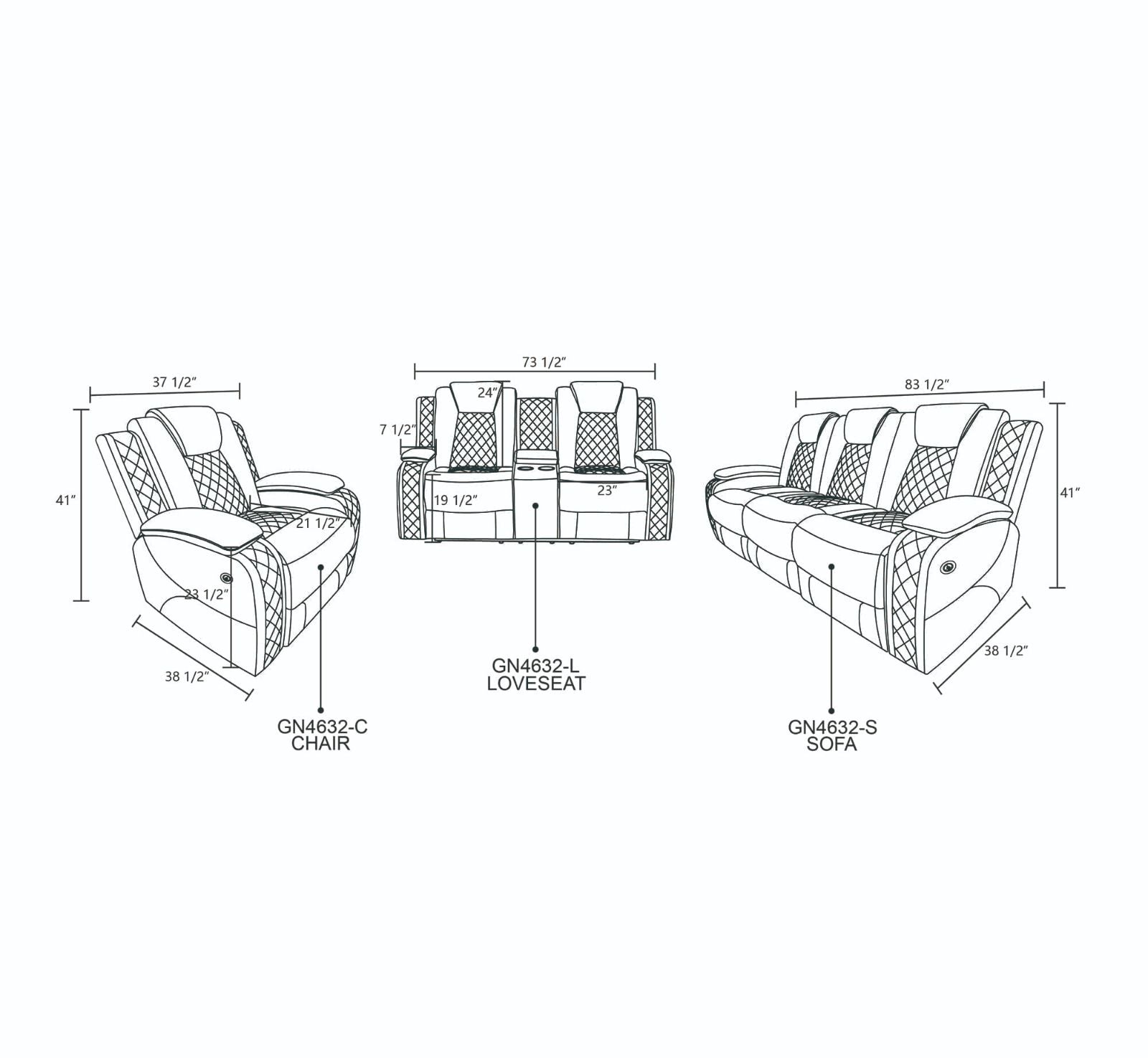 Breathing Leather 3-Piece Living Room Recliner Sofa Set
