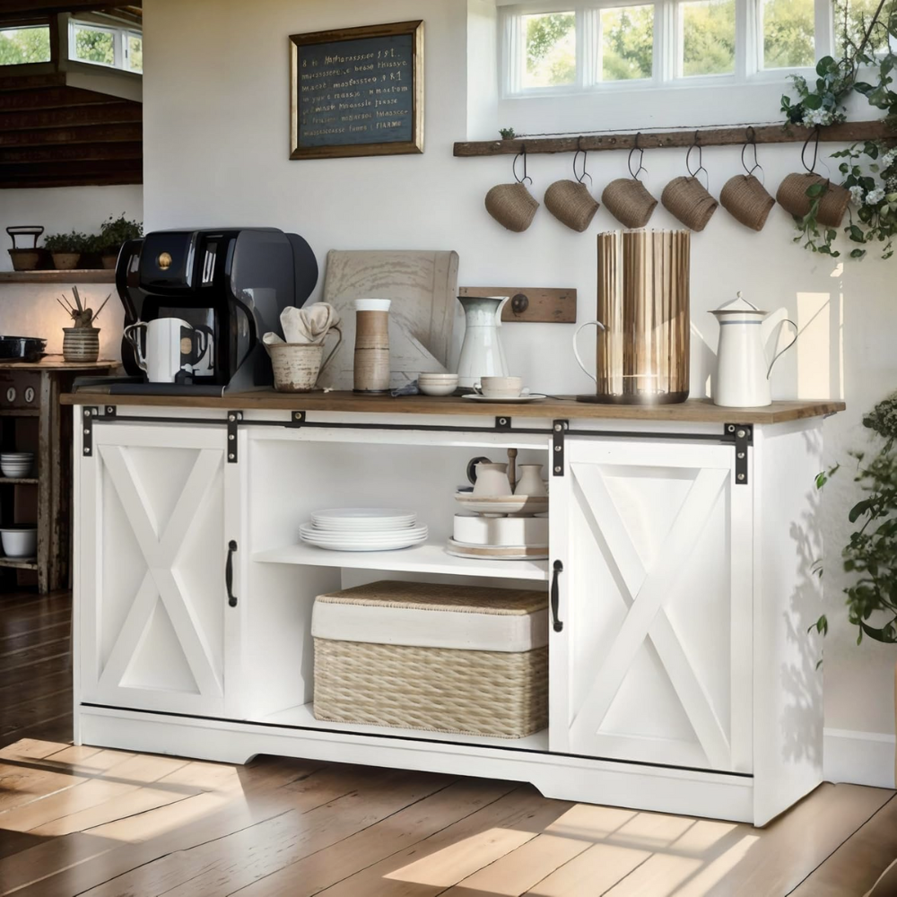 Farmhouse Style Sliding Barn Door TV Stand for 55–65 inch TVs-1