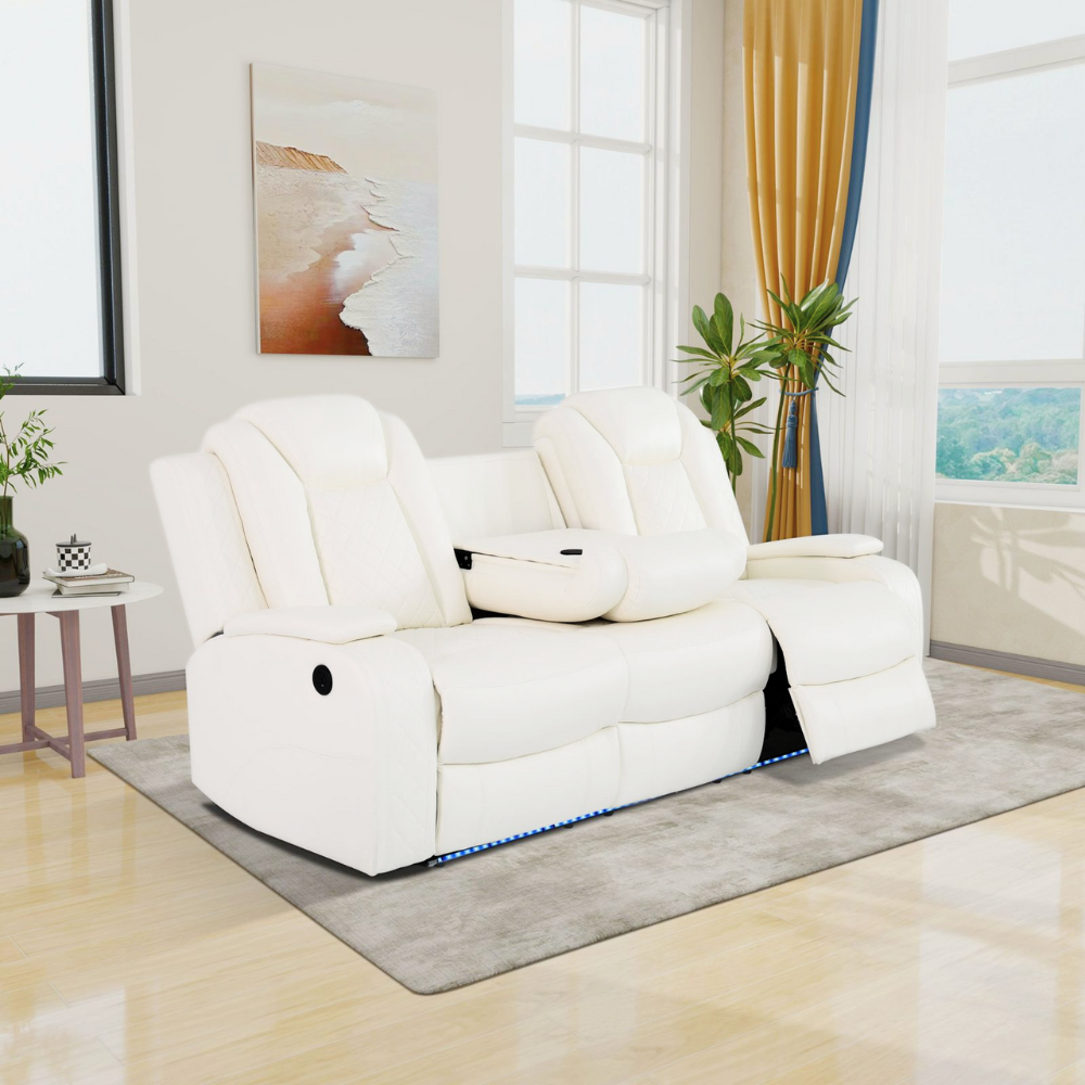 Breathing Leather 3-Piece Living Room Recliner Sofa Set