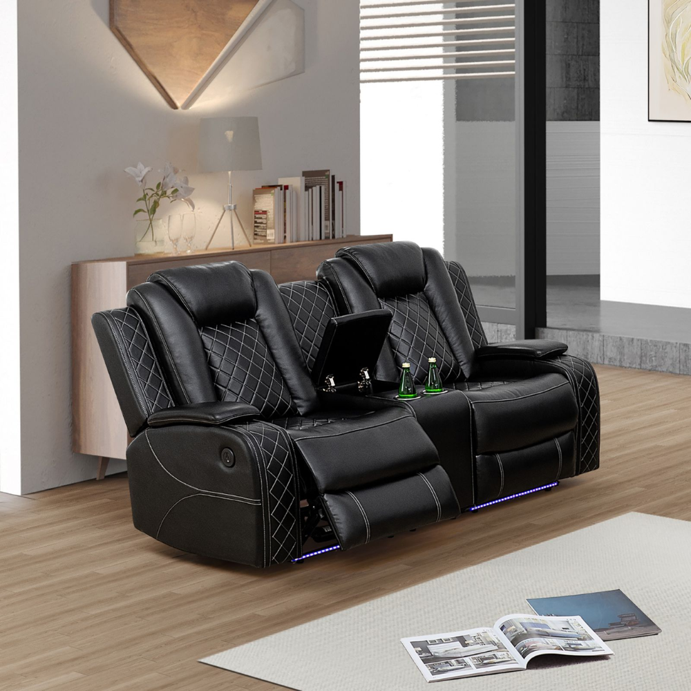 Breathing Leather 3-Piece Living Room Recliner Sofa Set