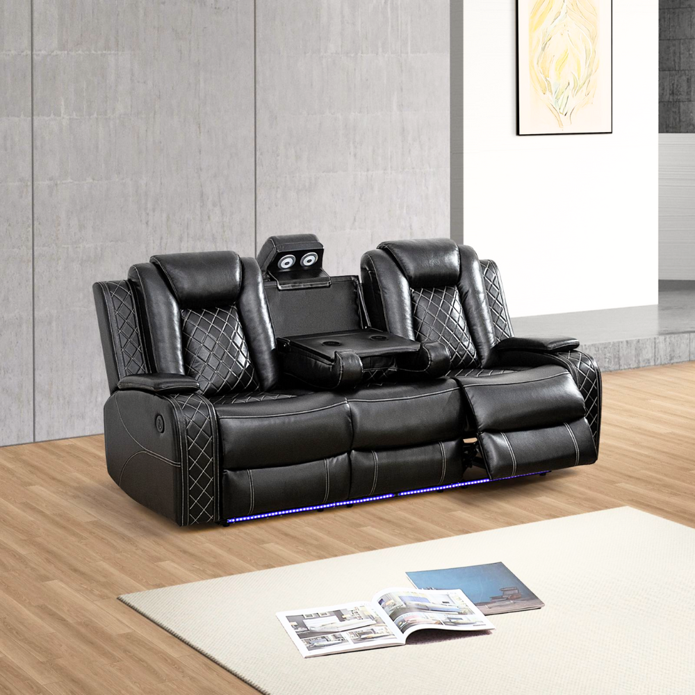 Breathing Leather 3-Piece Living Room Recliner Sofa Set