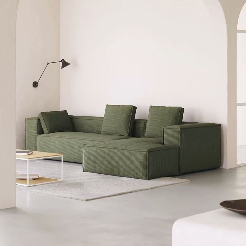 Corduroy modular sectional sofa in customizable U‑shape—soft durable corduroy upholstery, perfect seating solution for living rooms and studios.