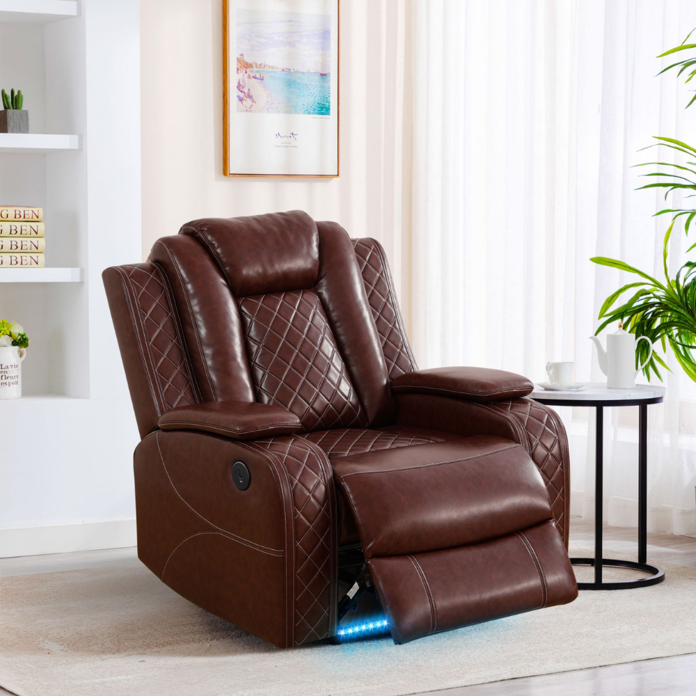 Breathing Leather 3-Piece Living Room Recliner Sofa Set