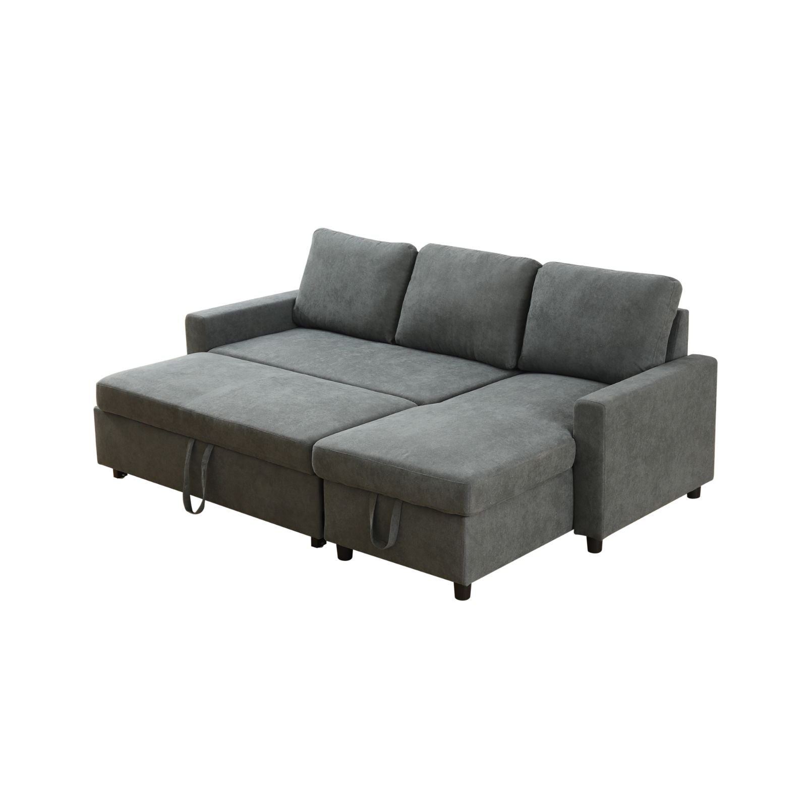 Fluffy Fabric 2-Piece Couch Living Room Sofa Bed