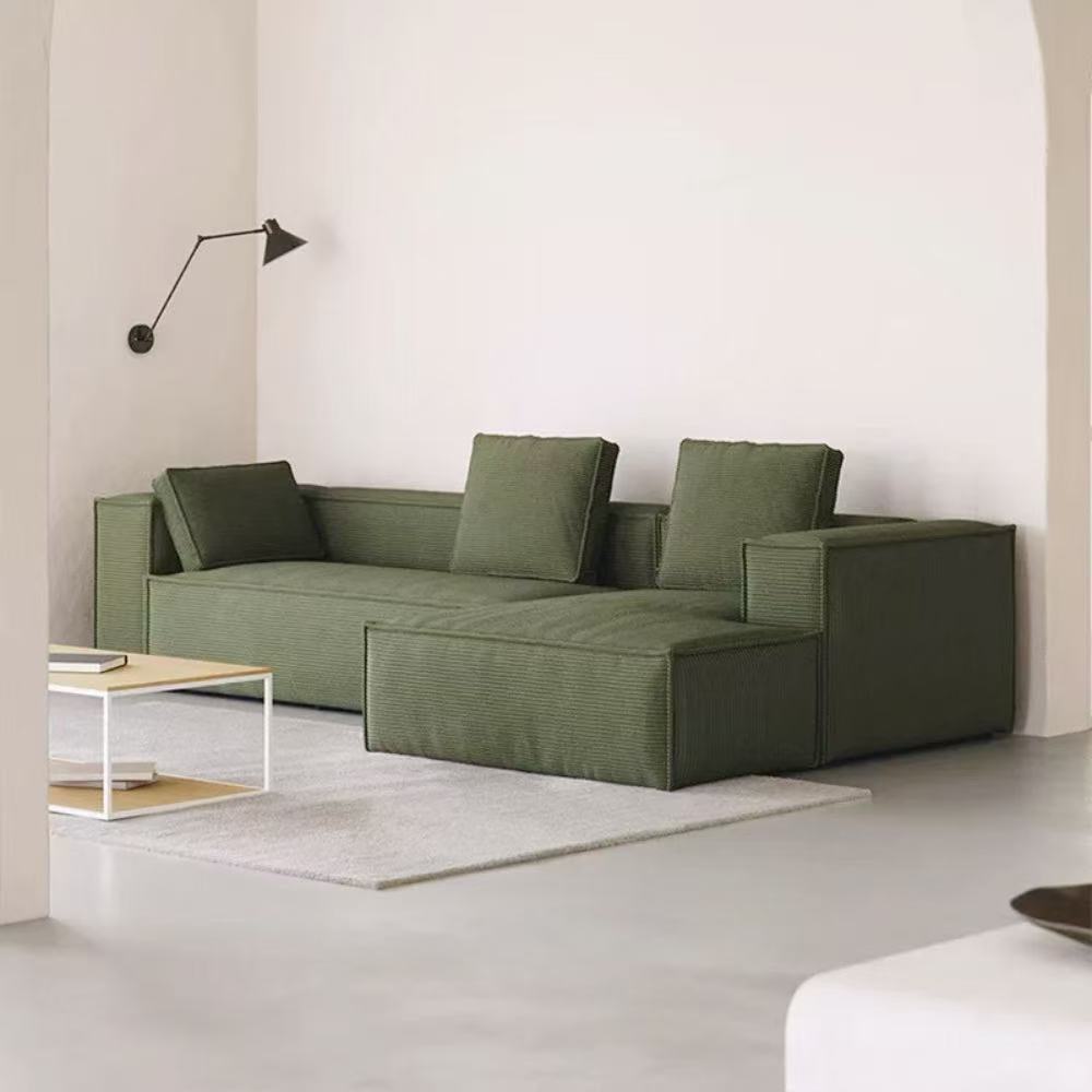 Corduroy modular sectional sofa in customizable U‑shape—soft durable corduroy upholstery, perfect seating solution for living rooms and studios.