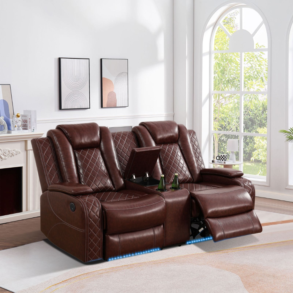 Breathing Leather 3-Piece Living Room Recliner Sofa Set