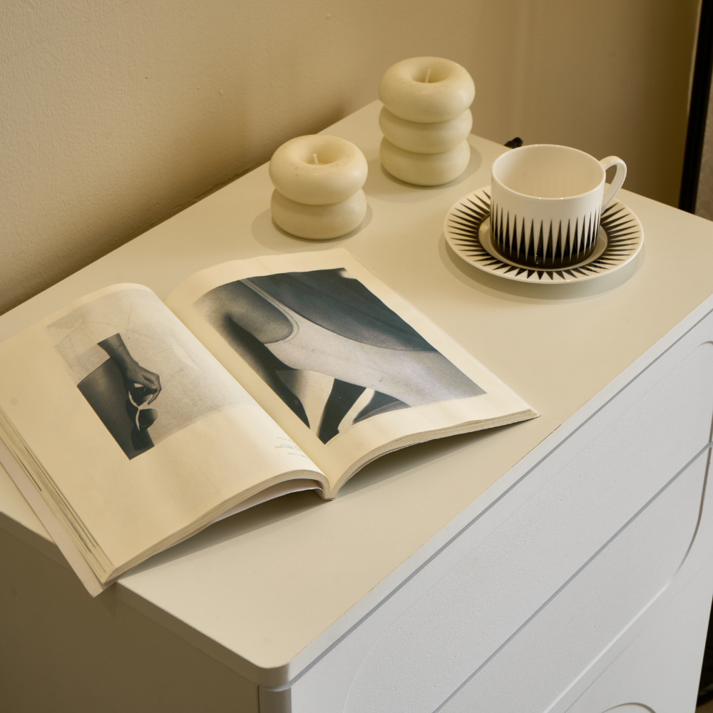White Cream Style Lift-Top Vanity Table with Drawer Stool for Small Spaces-7