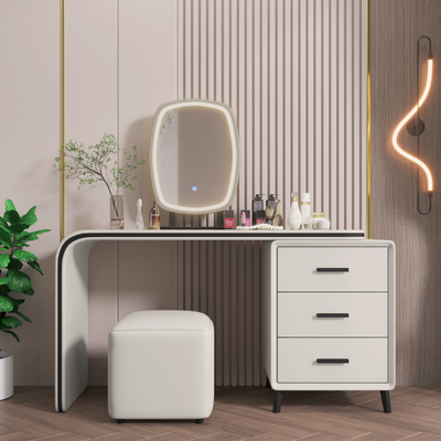 Handleless Oval Mirror Vanity