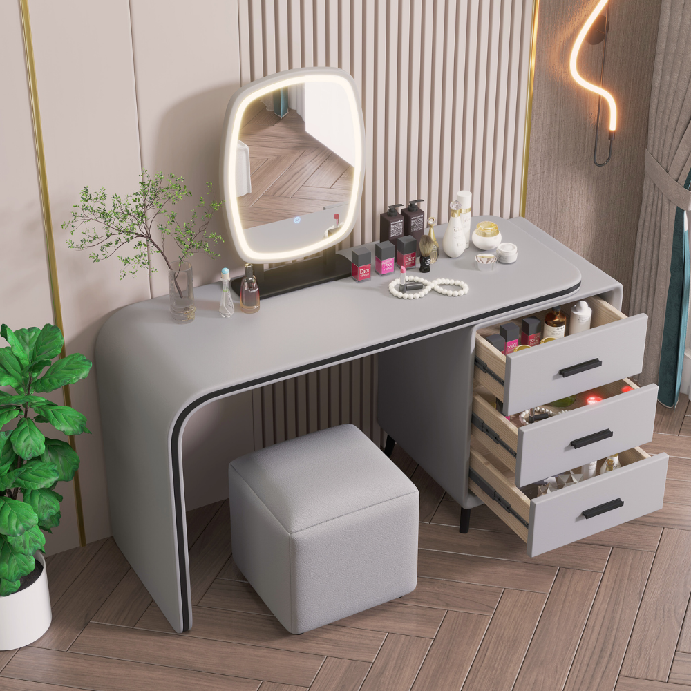 Handleless Oval Mirror Vanity-3