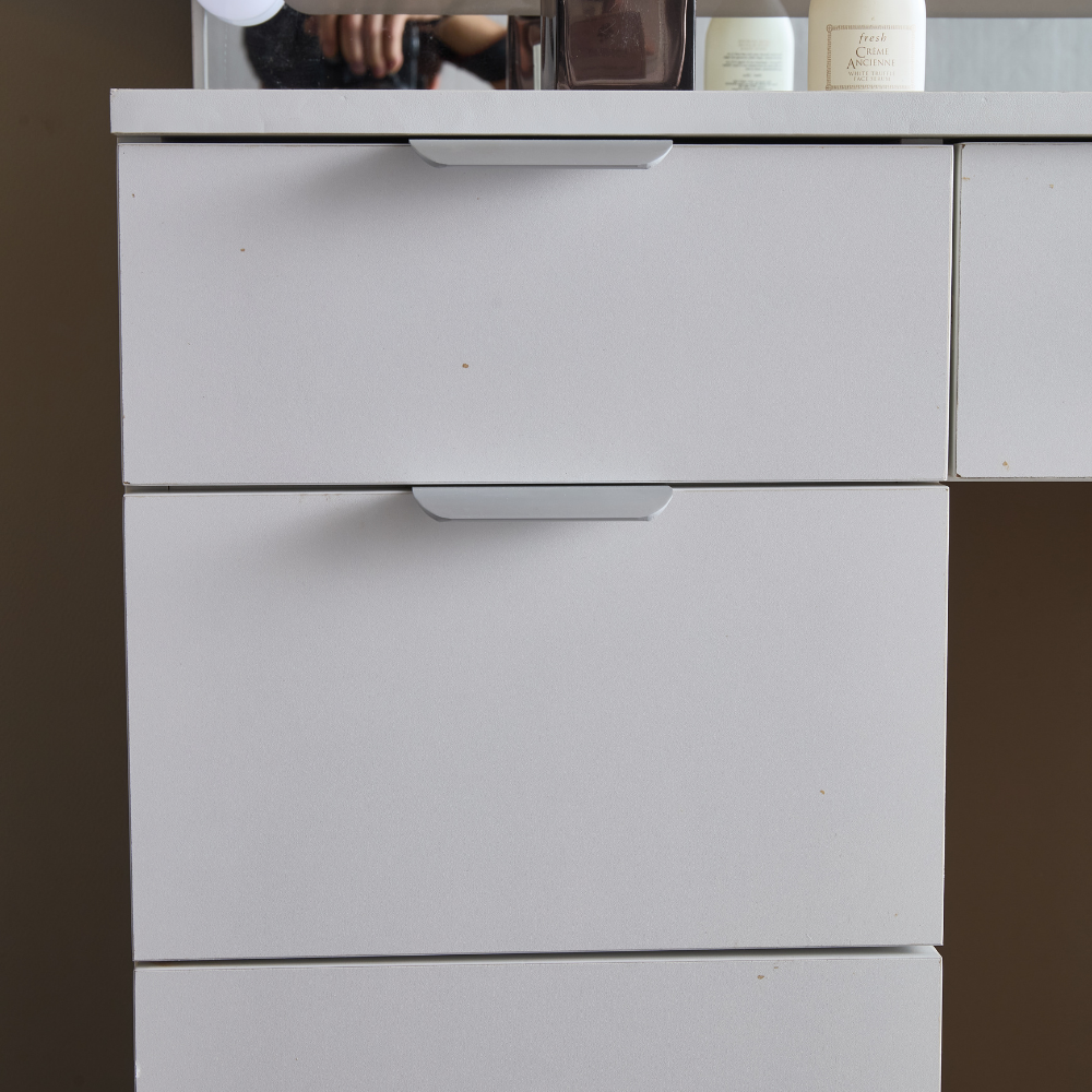 Vintage Style Vanity Table with Bulb Mirror and Storage-4