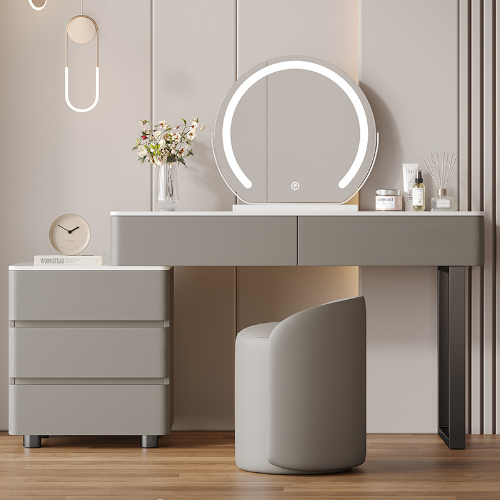 Two-Drawer Modular Round Mirror Vanity-4