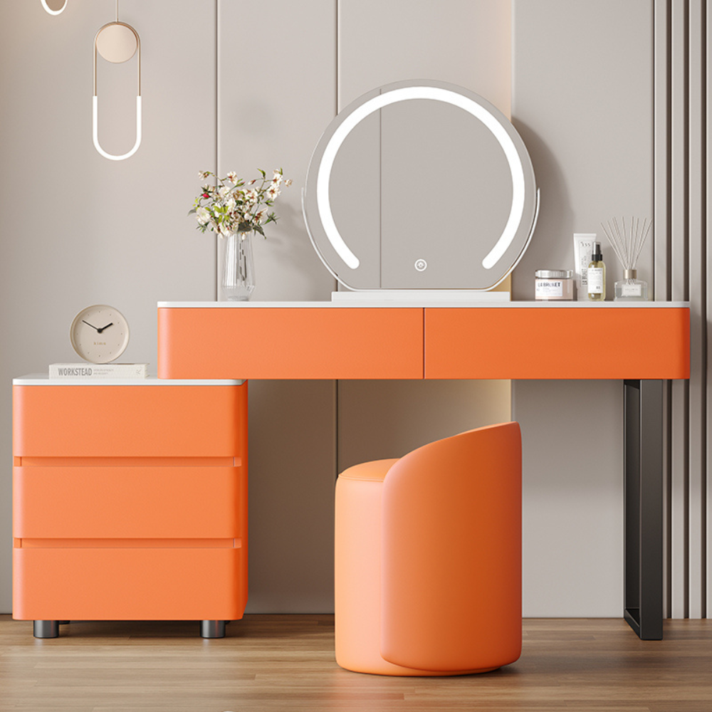 Two-Drawer Modular Round Mirror Vanity-7