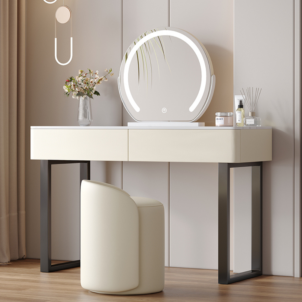 Two-Drawer Modular Round Mirror Vanity-4