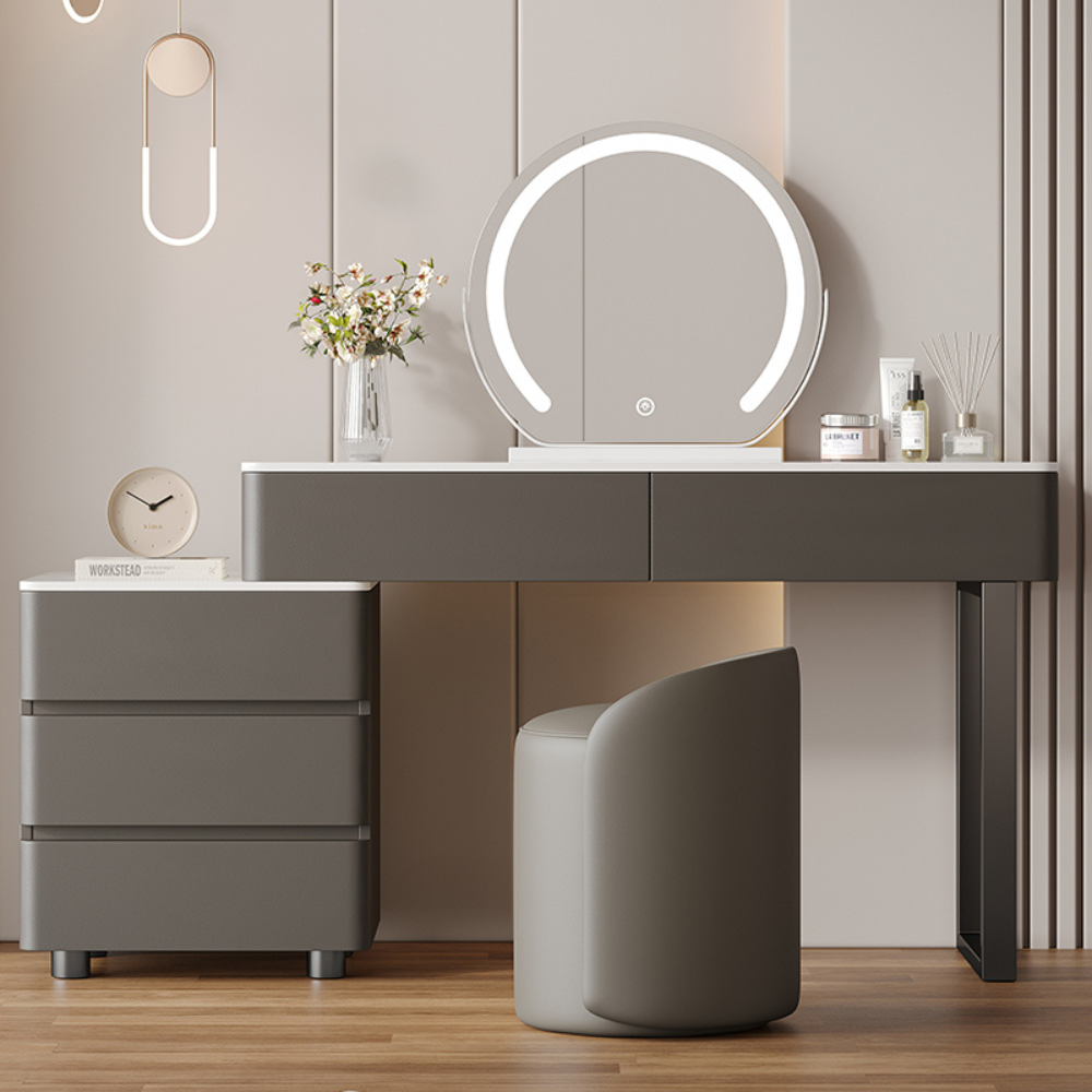 Two-Drawer Modular Round Mirror Vanity-2