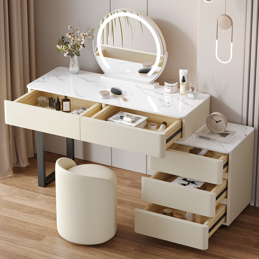 Two-Drawer Modular Round Mirror Vanity-2