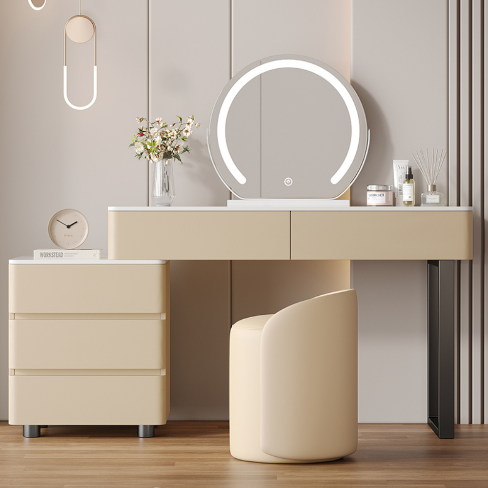 Two-Drawer Modular Round Mirror Vanity-3