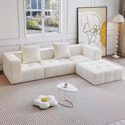 Bubble Block modular sofa blocks in soft boucle fabric—customizable block seating that adapts to any living room or studio configuration.