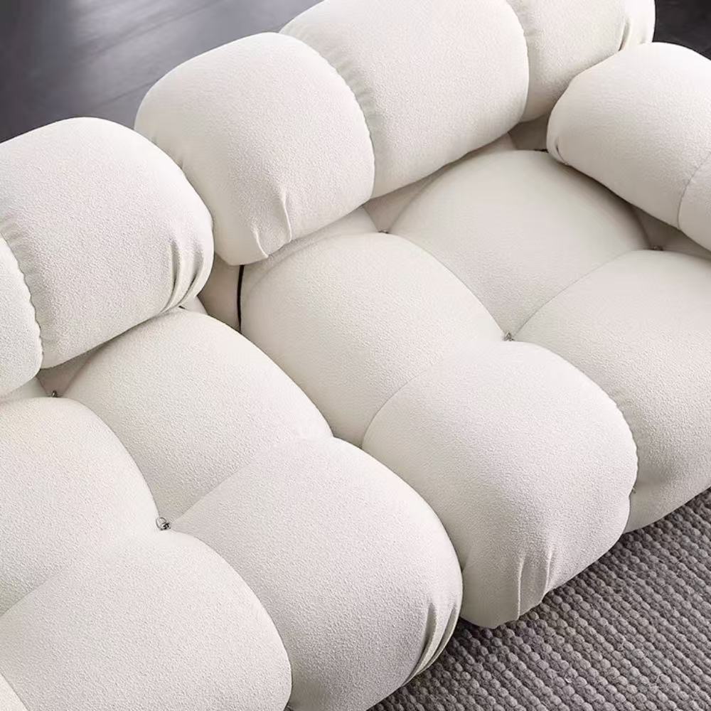 Lamb Wool Cloud Sofa modular set in soft lamb wool—single cloud modules or full seating configuration for living rooms and studios.