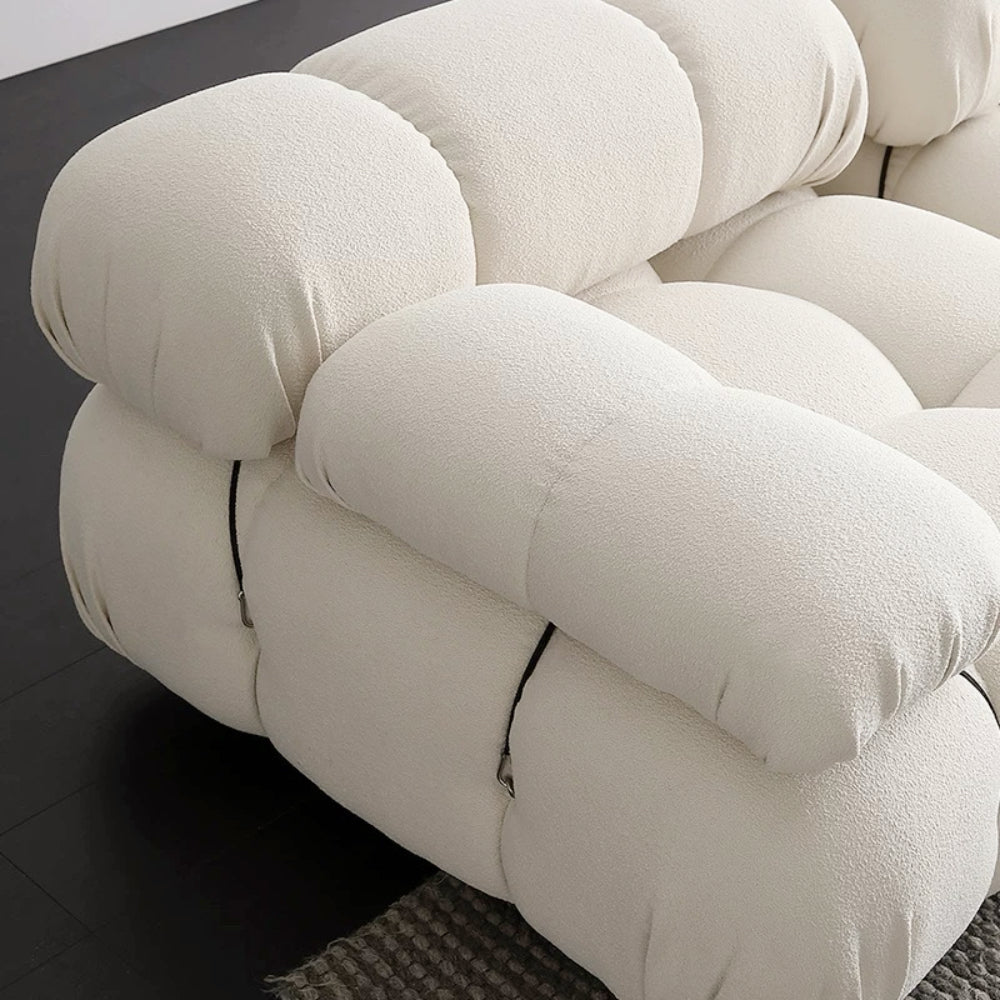 Lamb Wool Cloud Sofa modular set in soft lamb wool—single cloud modules or full seating configuration for living rooms and studios.