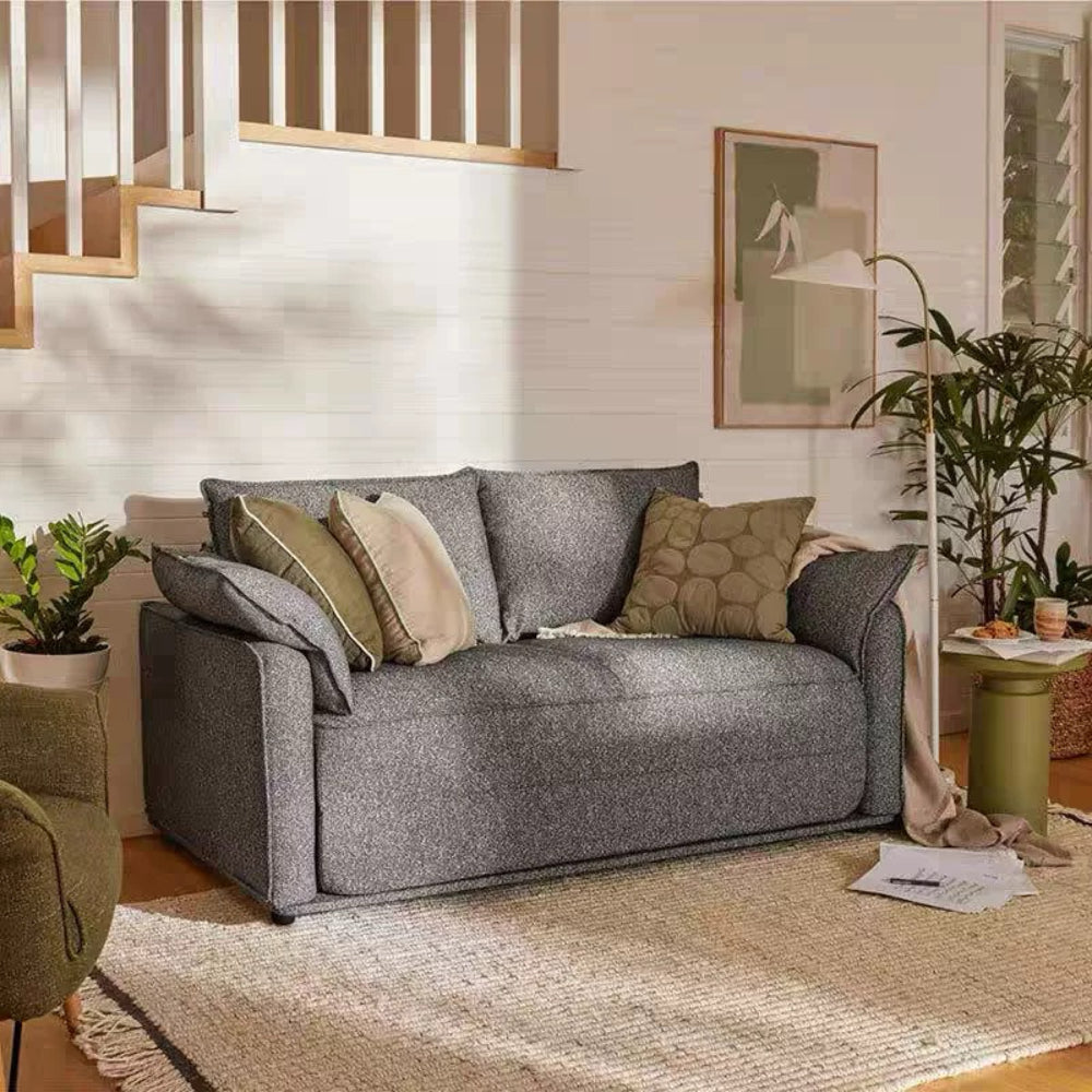Convertible linen sofa bed vacuum-packed—dual-use couch folds into bed, breathable linen upholstery, ideal for small apartments and guest rooms.