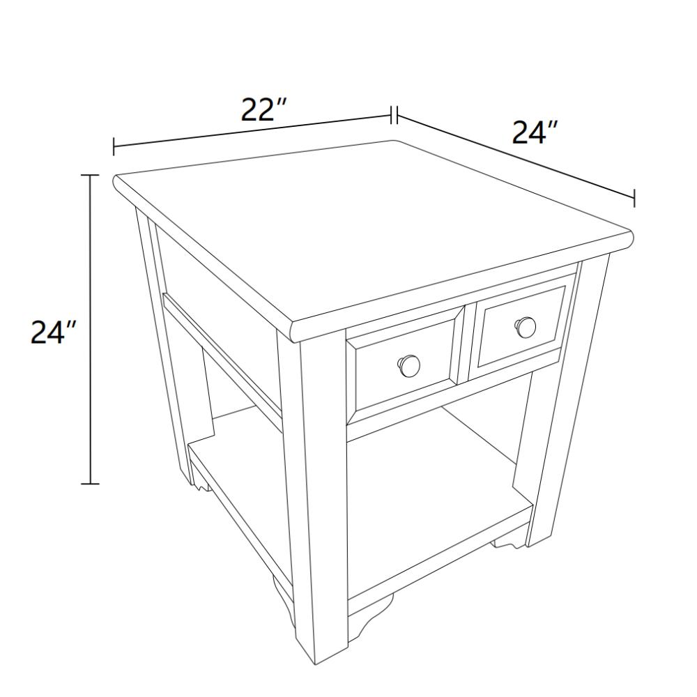 Dark Grey MDF Top and White Oak Drawer Living Room End Table