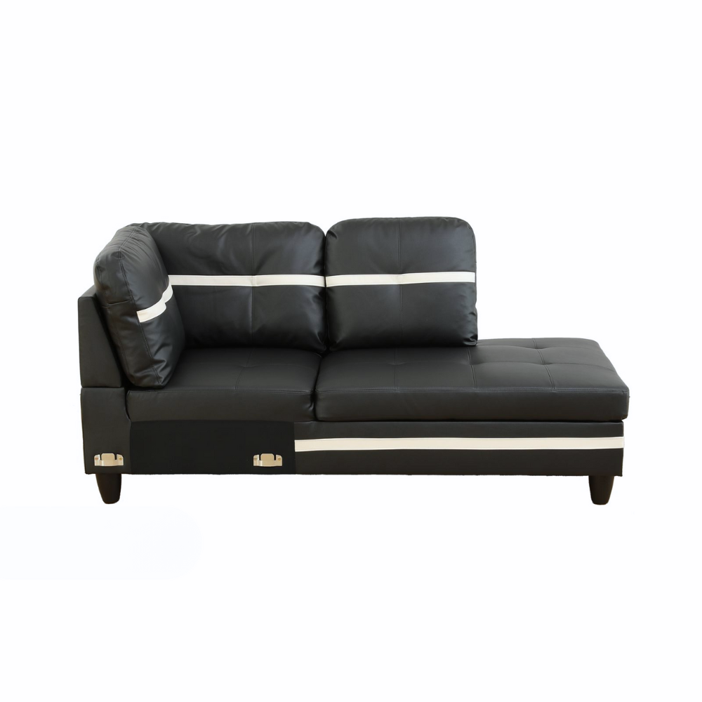 White And Black Semi PU Synthetic Leather 3-Piece Couch Living Room Sofa Set-B-6
