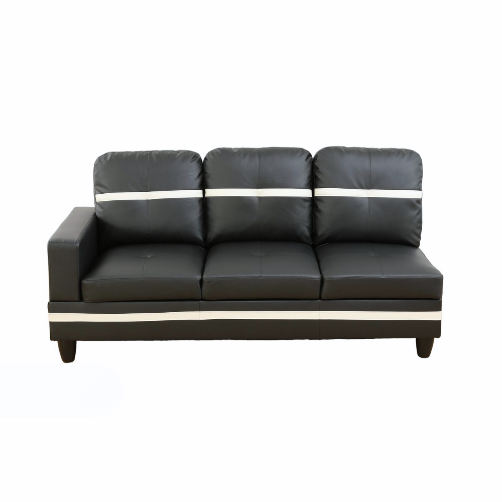 White And Black Semi PU Synthetic Leather 3-Piece Couch Living Room Sofa Set-B-5