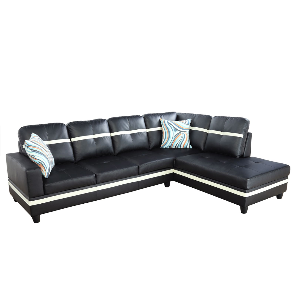 White And Black Semi PU Synthetic Leather 3-Piece Couch Living Room Sofa Set-B-4