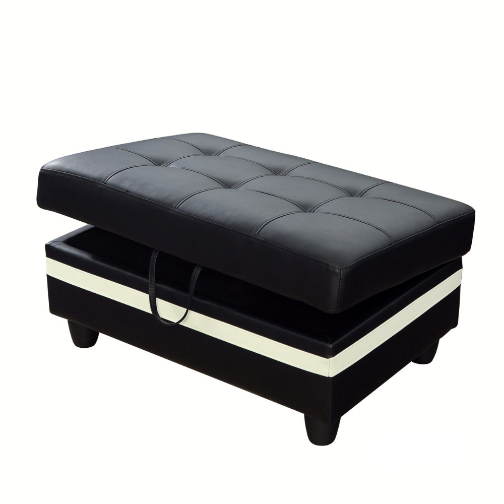 White And Black Semi PU Synthetic Leather 3-Piece Couch Living Room Sofa Set-B-8