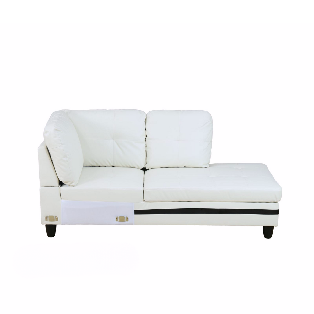 White And Black Semi PU Synthetic Leather 3-Piece Couch Living Room Sofa Set-B-14