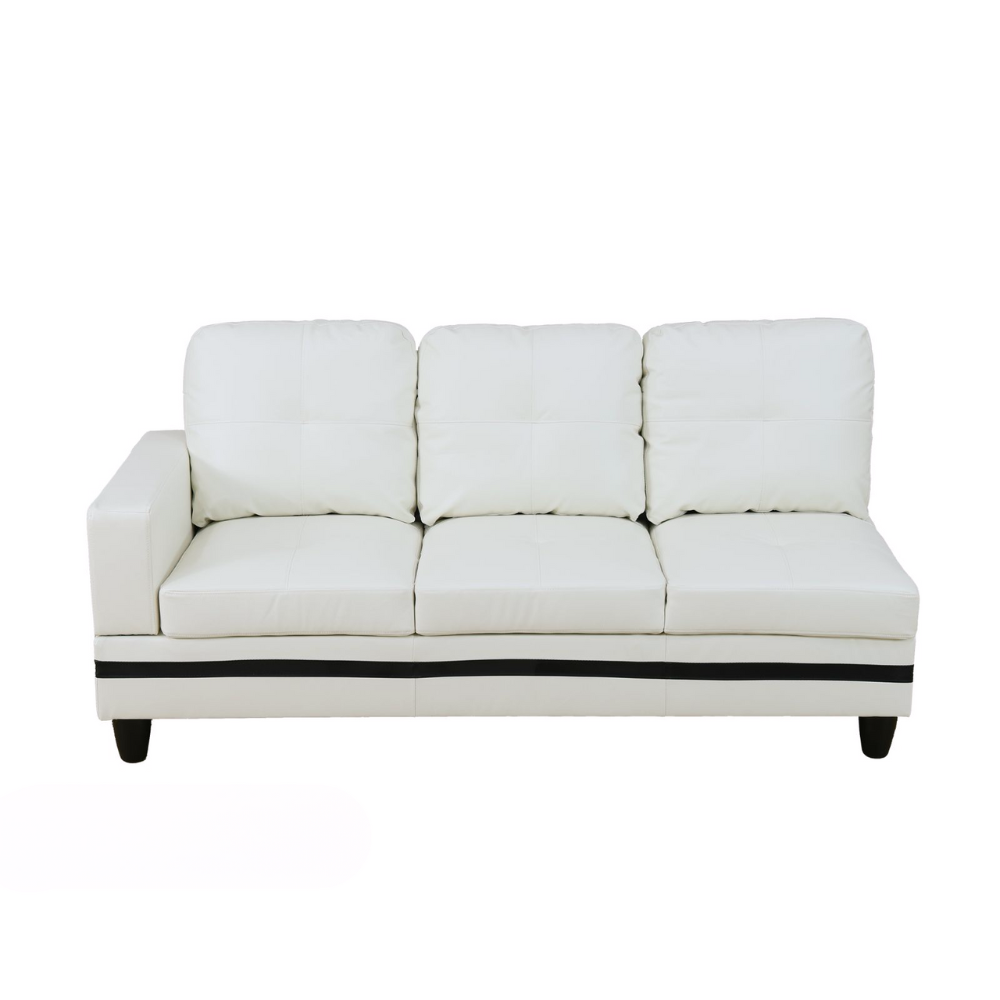 White And Black Semi PU Synthetic Leather 3-Piece Couch Living Room Sofa Set-B-13