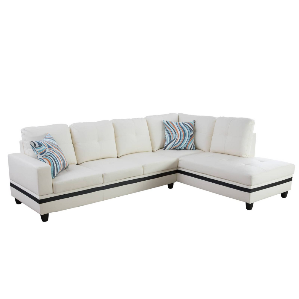 White And Black Semi PU Synthetic Leather 3-Piece Couch Living Room Sofa Set-B-12