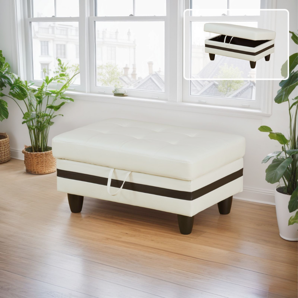 White And Black Semi PU Synthetic Leather 3-Piece Couch Living Room Sofa Set-B-10