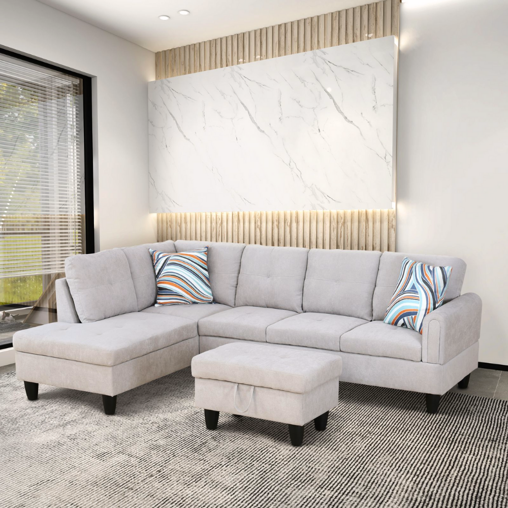 Corduroy 3-Piece Living Room Sofa Set-A