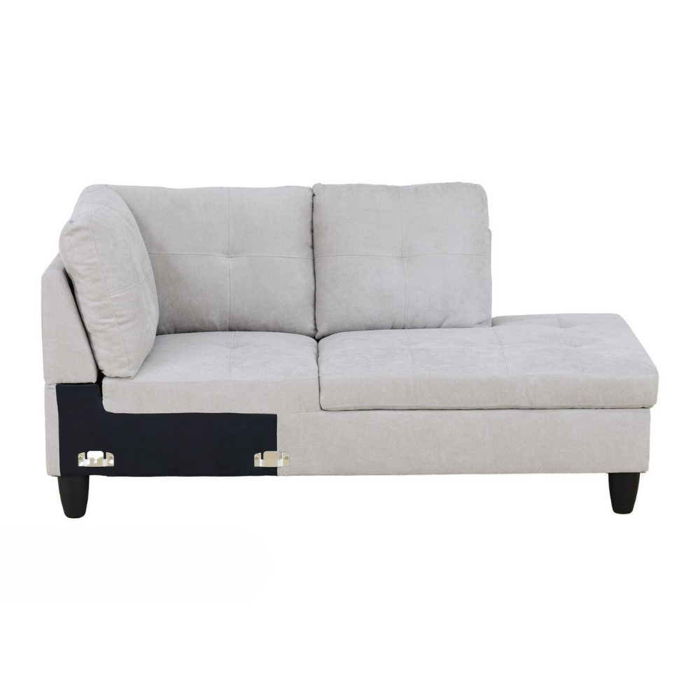 Grey White Corduroy 3-Piece Living Room Sofa Set-B-5