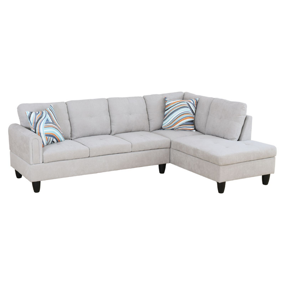 Grey White Corduroy 3-Piece Living Room Sofa Set-B-3