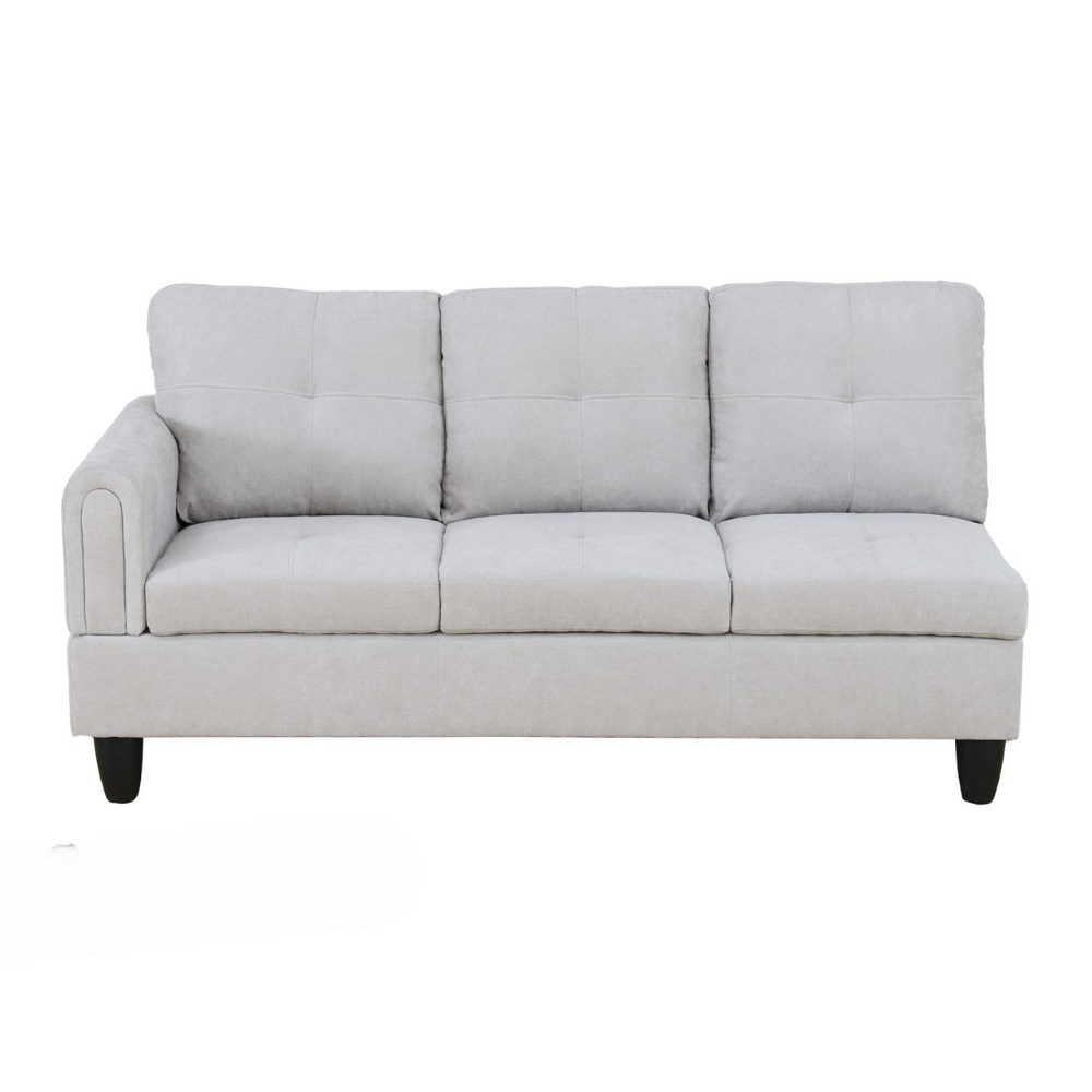 Grey White Corduroy 3-Piece Living Room Sofa Set-B-4