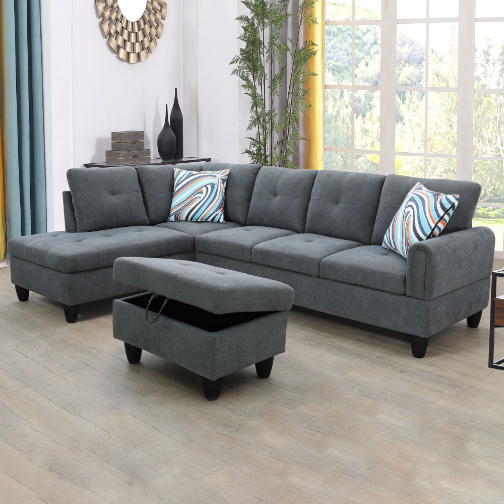 Corduroy 3-Piece Living Room Sofa Set-A