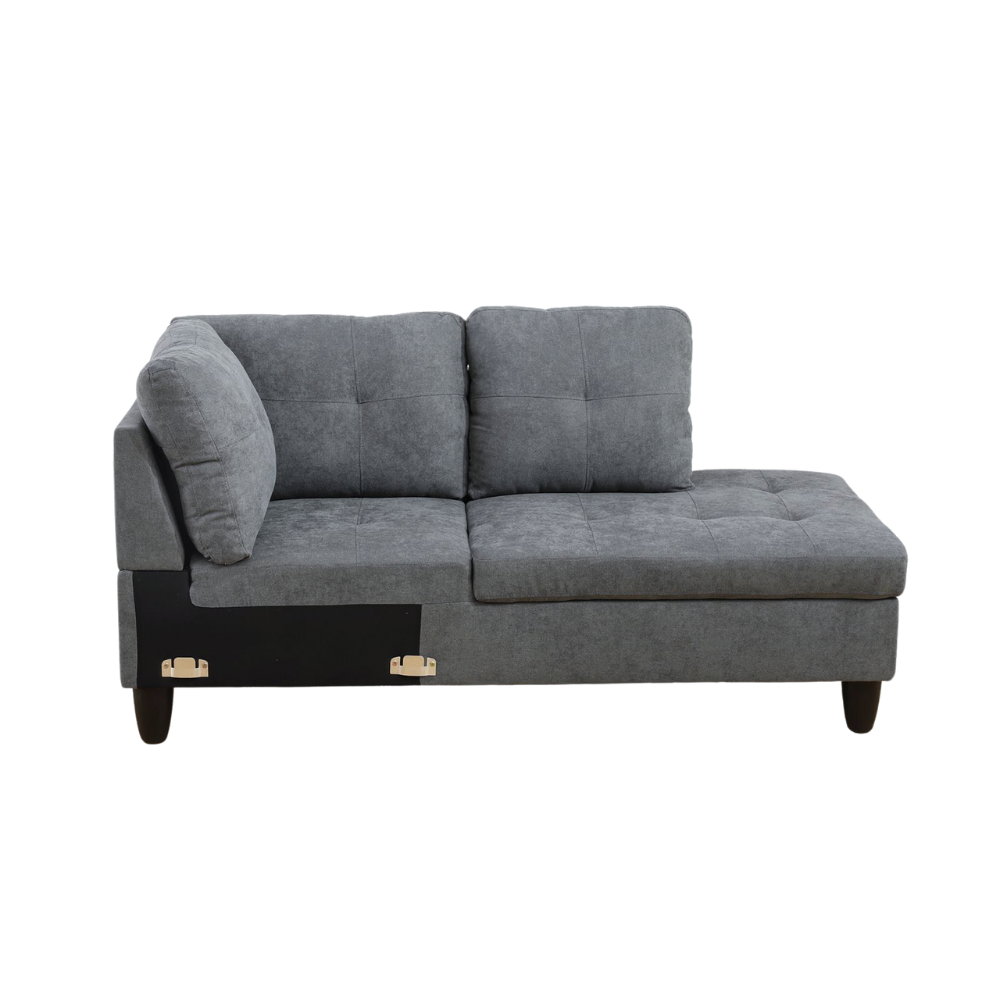 Grey White Corduroy 3-Piece Living Room Sofa Set-B-11