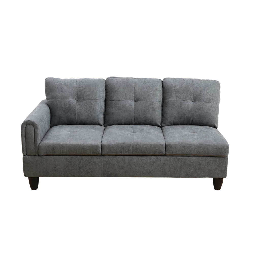 Grey White Corduroy 3-Piece Living Room Sofa Set-B-10