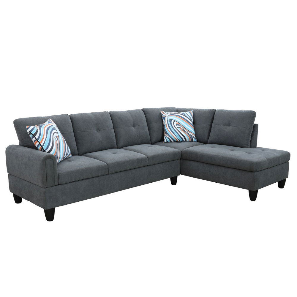 Grey White Corduroy 3-Piece Living Room Sofa Set-B-9