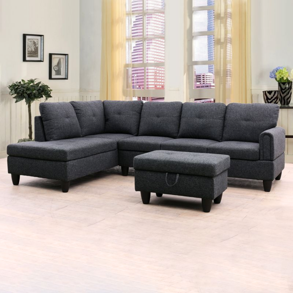 Corduroy 3-Piece Living Room Sofa Set-A