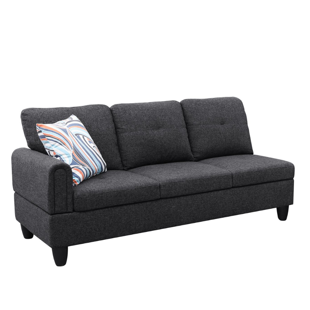 Grey White Corduroy 3-Piece Living Room Sofa Set-B-16