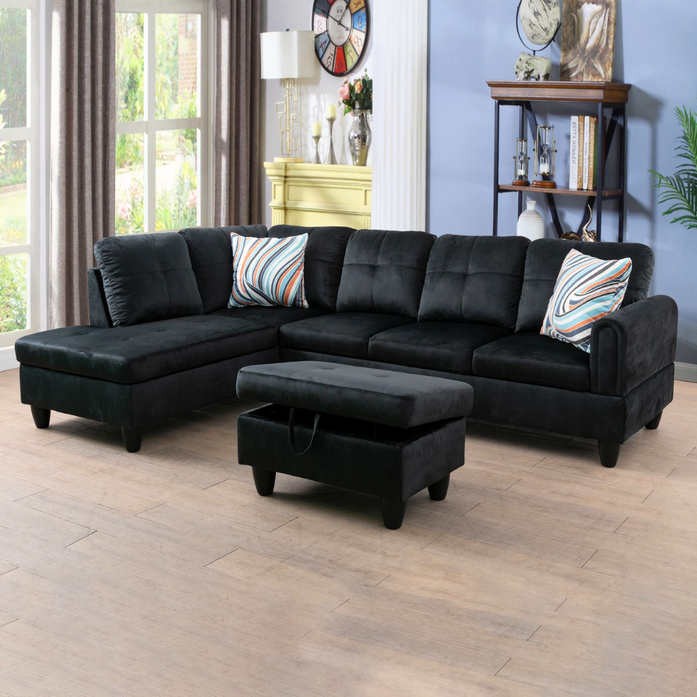 Corduroy 3-Piece Living Room Sofa Set-A