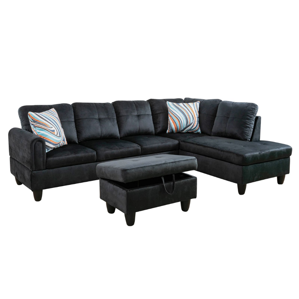 Grey White Corduroy 3-Piece Living Room Sofa Set-B-21