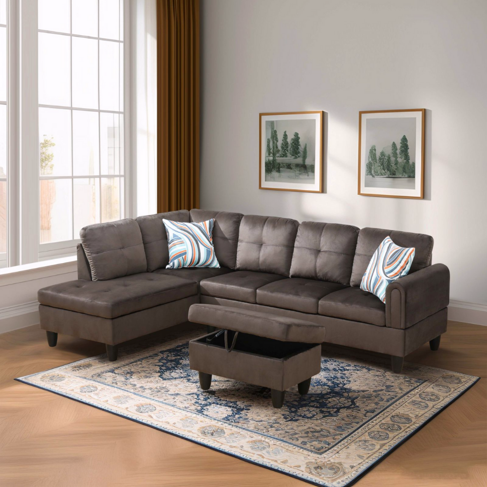 Corduroy 3-Piece Living Room Sofa Set-A