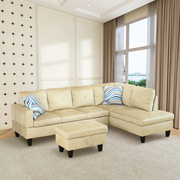 66.5" White Flannel 3-Piece Living Room Sofa Set-B-1